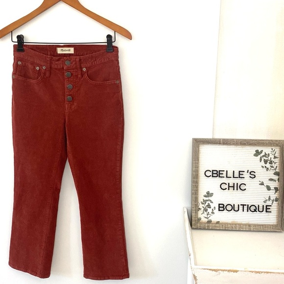 Madewell Cali Demi-Boot Jeans in Corduroy: Button-Front Edition Canterbury Red - Picture 2 of 14
